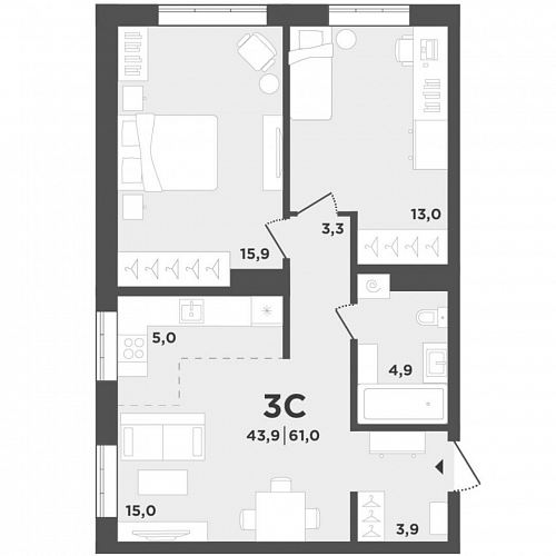 3к квартира