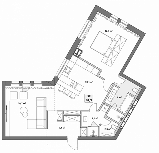 3к квартира
