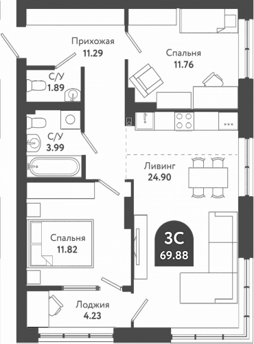 3к квартира