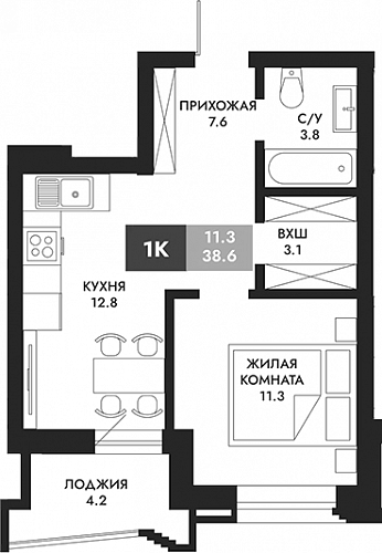 1к квартира